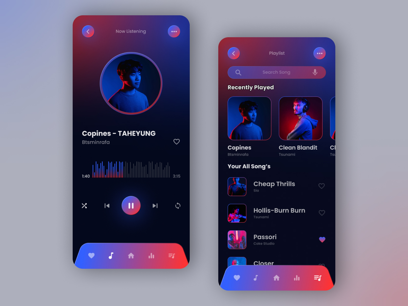 Dark And Gradient Music Player App. by Sabbir Islam 👑 on Dribbble