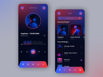 Dark And Gradient Music Player App.
