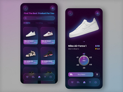 Online Sneaker Shop. 3d app app design app designer glass design glassmorphism latest new online shooping app pro pro app designer pro app designs pro designer pro ui designer pro ux designer ui ui design ui designer ux design ux designer