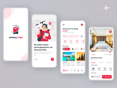 Holiday Tripz. A travelling app design. agency android app design best works clean design experience flight app hire inspiration ios app design mobile app pro app designer travel agency travel app travelling ui ui design ui ux vacation vacation app