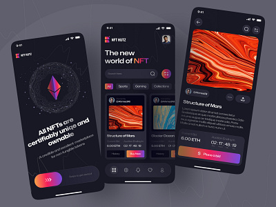 NFT Marketplace App. android app app black app design colourfull app design hire designer inspiartion ios app latest app design latest ui ux design mobile app naft marketplace app nft nft app nft marketplace app pro ui ux design pro ui ux designer trending app design trending ui ux design trendy app trendy ui ux