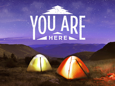 You Are Here camping garmin logo mountains pine tree
