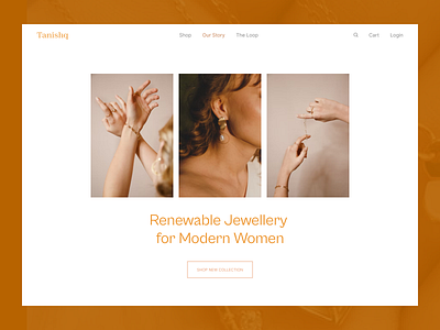 Fashion Jewellery Home Page branding cleanui design ecommerce fashion fashionui gold jewellery jewels ornaments platinum typography ui uiux