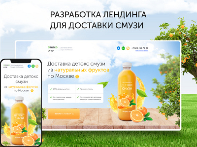 Landing page для доставки смузи design graphic design landing page packing ui