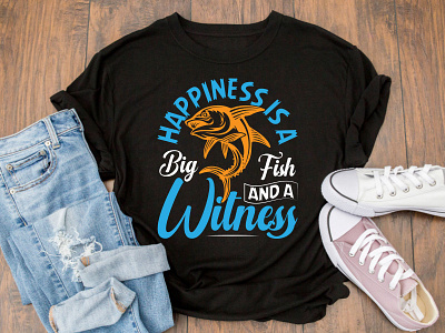 Happiness is a Big Fish and a Witness T-shirt Design fishing fishing daily fishing is life fishing shirt fishing t shirt design fishing t shirt design online