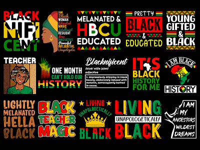 Black History Month T-shirt Design Bundle black history month black history month t shirt black pride svg black teacher t shirt amazon