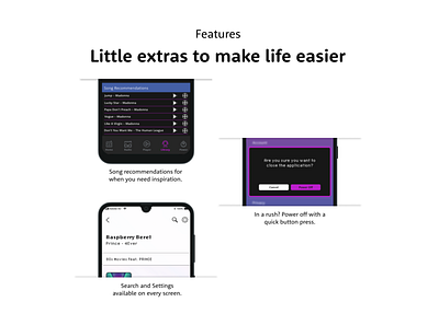 MixTape - Hybrid app - Features 80s adobexd app appdesign casestudy hybrid portfolio productdesign ui uidesign ux uxdesign