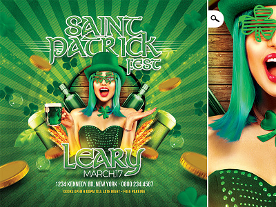 Saint Patrick Irish Day Party Flyer beer celebration clover club day flyer irish money national day party saint patrick saint patricks day