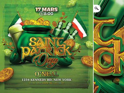 Saint Patrick Day Celebration Party Flyer beer clover club event flyer ireland night party pub saint patrick saint patricks day st pat