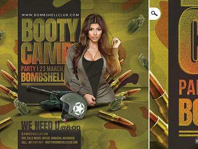 Booty Camp Party Flyer army booty camo camp club costumed flyer military night party sexy themed