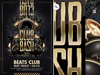 Club Bash Golden Party Flyer bash club dj drink event flyer golden night party print sound speaker