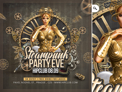 Steampunk Party Club Flyer club disguise dj eve event flyer night party print special steampunk themed