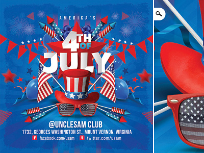 Usa 4th Of July National Day Flyer 4th of july america celebration club flyer independence day july 4th national day party stark spangled banner united states of america usa