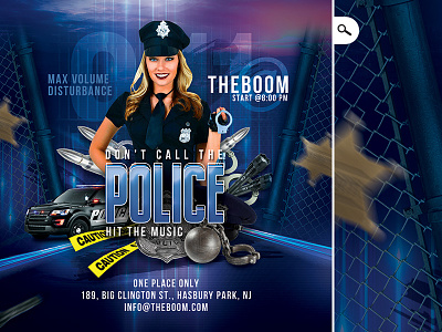 Themed Police Night club party Flyer club cop cosplay disguised event flyer music night party police themed volume distrubance