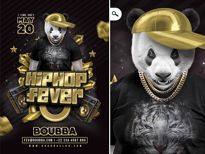 Hiphop Fever Club Flyer Template beat boombox club fever flyer hip hop hiphop mix music panda party urban