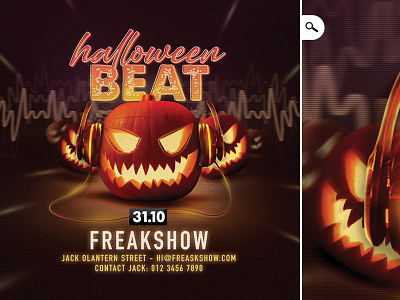 Halloween Beat Night Flyer beat celebration club dj flyer halloween music night party pumpkin spooky trick or treat