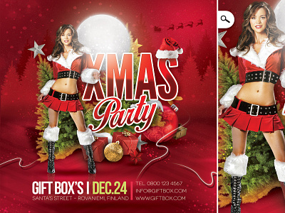 Christmas Party Flyer celebration christmas club evening event flyer holidays party red santa claus sexy xmas