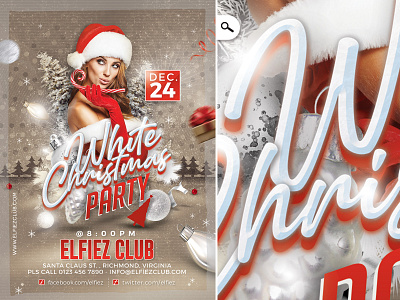 White Christmas Flyer celebration christmas club eve evening event flyer party santa claus white winter holidays xmas