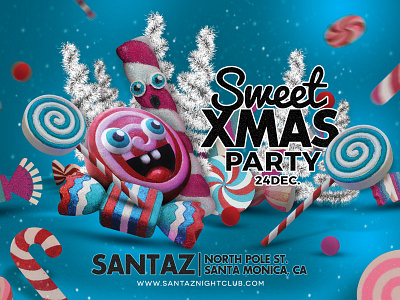 Sweet Xmas Party Flyer celebration christmas club eve evening event flyer fun party sweet winter holidays xmas