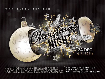 Christmas Ball Party Flyer ball celebration christmas club eve evening event flyer manipulation night party xmas