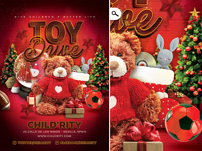 Christmas Toy Drive Flyer celebration charity children christmas club flyer party poverty santa claus toy drive toys xmas