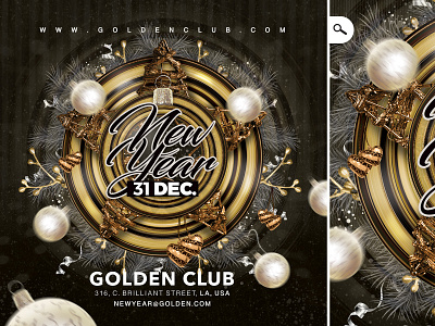 Nye / new year Party Flyer bash celebration club countdown eve event flyer new year night nye party winter holidays