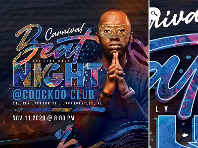 DJ Beat Night Flyer ball beat carnival club costumed dance dj event flyer mardi gras night themed
