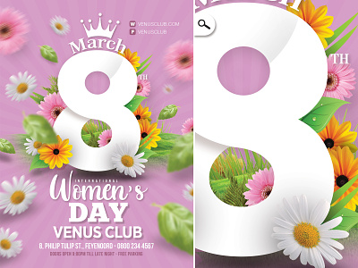 Women Day Flyer celebration club day feminism flyer international march 8 party rights template woman women