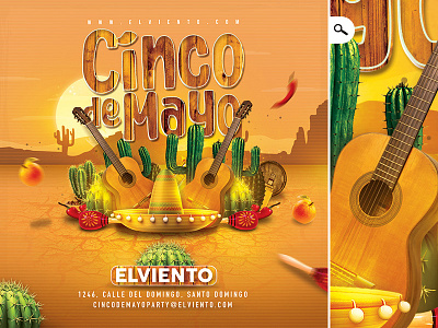 Mexico Cinco De Mayo Celebration Flyer 5 de mayo america cactus celebration cinco de mayo club evening event flyer mexico national day print