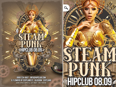 Steampunk Night Flyer Volume 3 bash club cosplay costumed eve event flyer mask night print steampunk themed