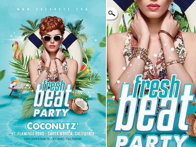Fresh Beat Party Flyer bash beat club event exotic flyer fresh party pool seasonal spring summer tropical