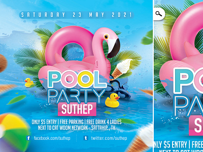 Pool Party Flyer club exotic flyer fun party pool seasonal spring summer