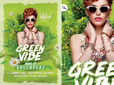 Green Vibe Party Flyer club country club event flyer fresh green night party seasonal spring summer vibe