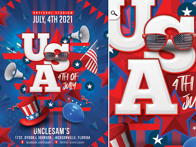 USA 4th Of July Flyer 4th of july american club event holidays independence day national day party stark spangled banner us flag usa