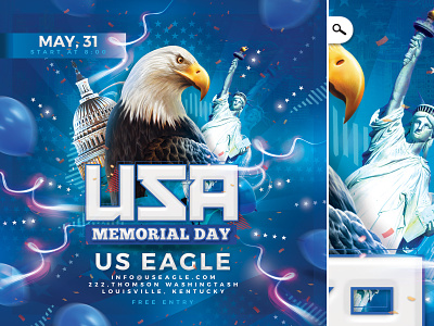 Memorial Day USA Flyer america bash celebration club commemoration country dj eve event flyer memorial day night party patriot patriotism stark spangled banner united states usa