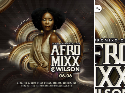 Afro Mixx Night Club Flyer african american afro bash club community disco disk dj eve evening event mix music night night out nightlife party retro