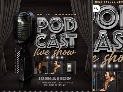 Podcast Show Flyer ad advertising amateur broadcast channel event flyer free mic live show microphone music podcast print professional promotion show sound youtube youtuber
