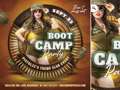 Boot Camp Army Themed Flyer army bombshell booty club cosplay eve evening event flyer night party sexy template theme themed