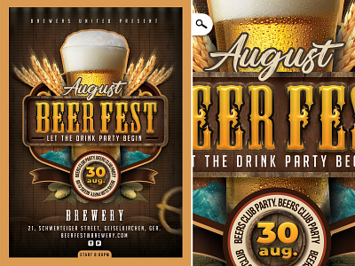 Beer Fest Night Flyer ale bar beer club drink drinking eve evening event festival flyer hops lager night night out oats oktober party pub themed