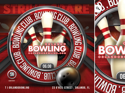 Bowling Night Sport Flyer bowler bowling entertainment event flyer fun game kittles night player print sporting sports template themed tournament