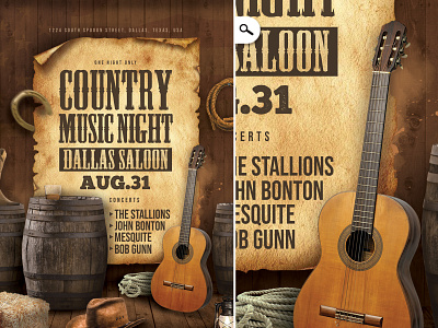 Country Music Saloon Concert Flyer america club concert country cowboy entertainment eve evening event flyer music night night out print salmon template united states usa west western