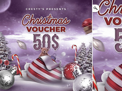 Christmas Voucher Or Night Party Flyer evening gift voucher print winter holidays xmas