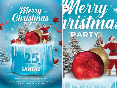 Merry Christmas Party Flyer ball gift market