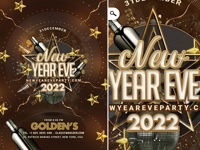 New Year Eve Party flyer club drink holiday winter