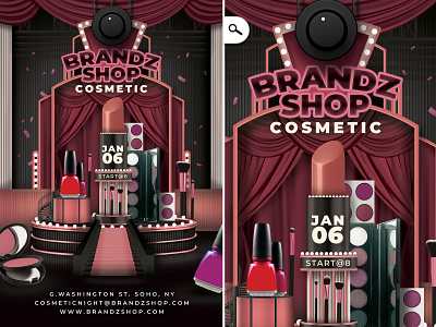 Make Up And Cosmetics Beauty Shop Flyer lipstick make up nail night vernice