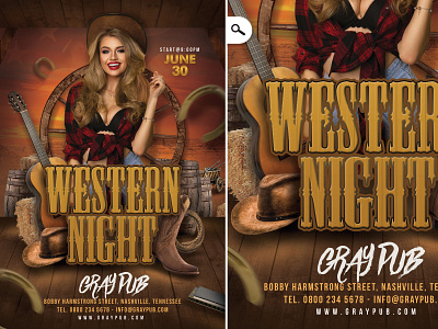 Country Music Western Night Flyer american country musician