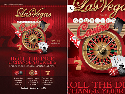 Casino Special Evening Flyer 777 casino chip club diamond dice evening gambler gambling game gaming heart jackpot money night party player roulette slot machine spade