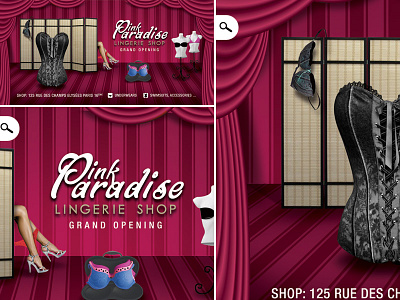 Pink Paradise Paris Lingerie Shop Opening boutique bra club eve event flyer lingerie night opening pantie paradise paraphernalia party pink sexy shop theme themed underwear woman