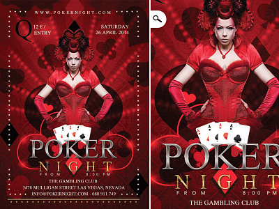 Poker Night In Club ace club diamond dj event flyer gambler gambling game heart money night party poker queen spare suite template theme themed
