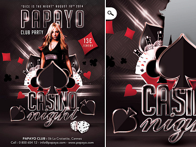 Dice Is Casino Night Club Party casino club diamond dice dj drink event flyer gambling game heart music night party poker print roulette spade template themed